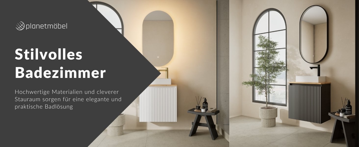 Badmöbel Set mit Spiegel – Frontansicht