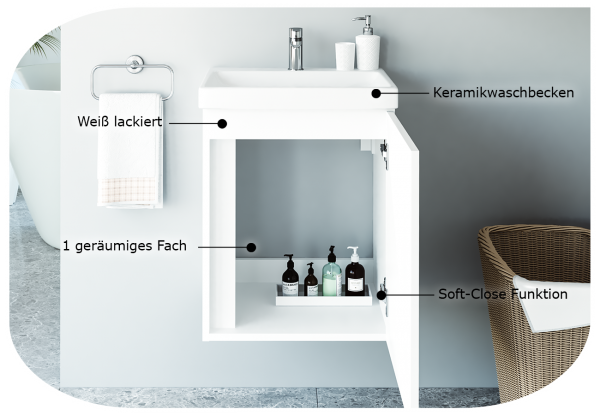 Waschtischunterschrank 50cm (Weiß)