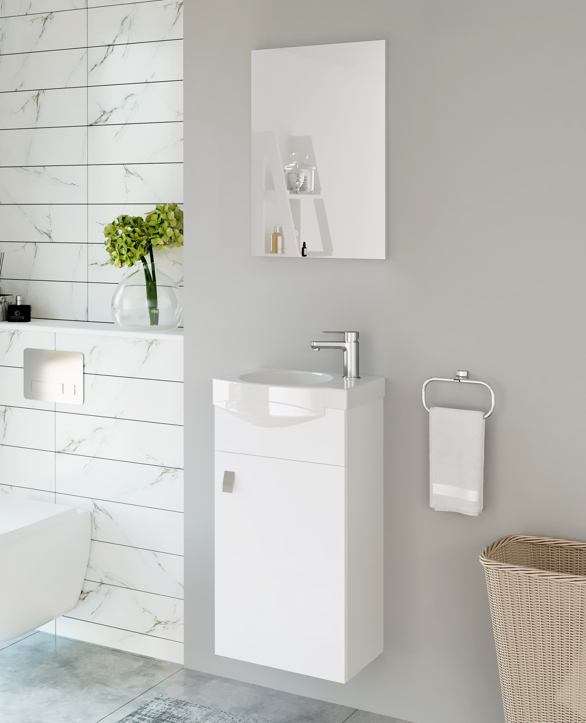 Planetmöbel - Badmöbel-Set mit Spiegel 40cm (Weiß)