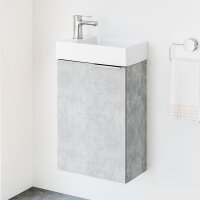 Planetmöbel Waschbecken mit Waschbeckenunterschrank/Waschtisch-Unterschrank 44cm Gäste Bad WC Anthrazit