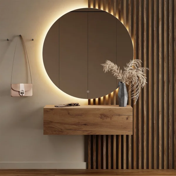 Flur Möbel Garderobe Hängeschrank 100 cm Gold Eiche