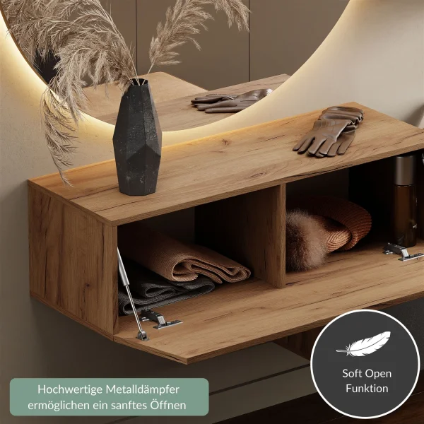 Flur Möbel Garderobe Hängeschrank 100 cm Gold Eiche
