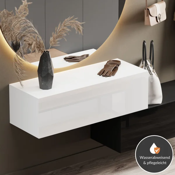 Muebles de recibidor: perchero con 2 armarios colgantes de 100 cm, negro/blanco