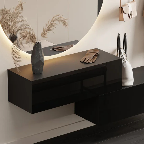 Flur Möbel Garderobe 2x Hängeschrank 100 cm Schwarz