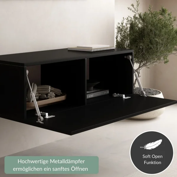 Flur Möbel Garderobe 2x Hängeschrank 100 cm Schwarz