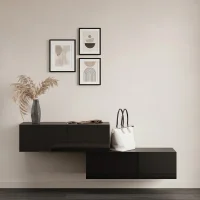 Muebles de pasillo: perchero con 2 armarios colgantes de...