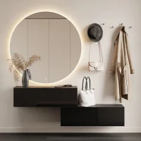 Muebles de pasillo: perchero con 2 armarios colgantes de...