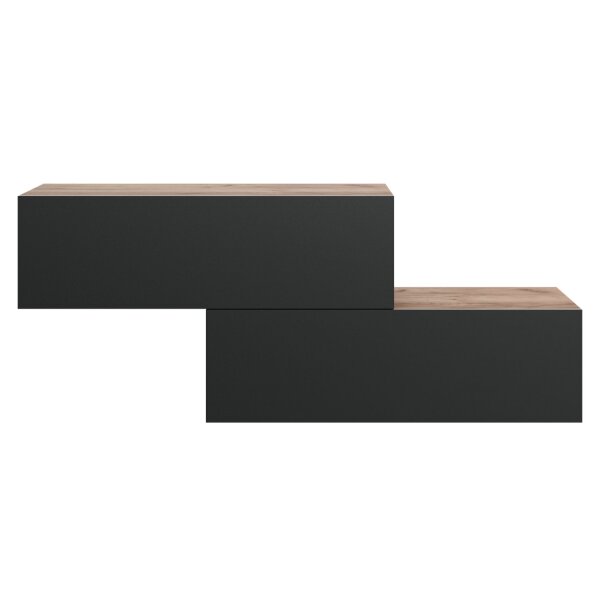 Flur Möbel Garderobe 2x Hängeschrank 100 cm Gold Eiche / Anthrazit