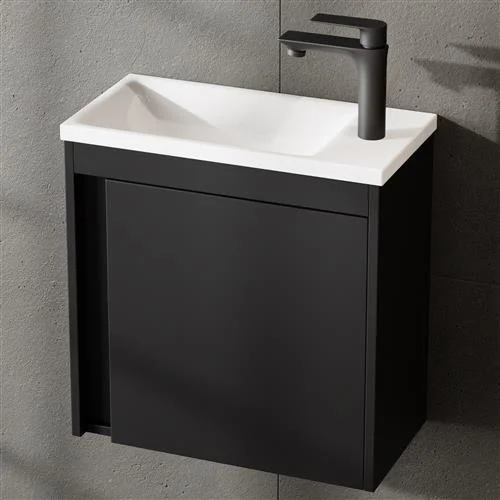 Mueble de lavabo con lavabo de 50 cm, negro mate