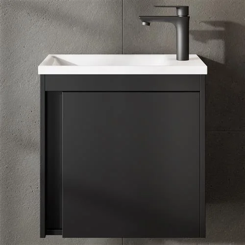 Mueble de lavabo con lavabo de 50 cm, negro mate