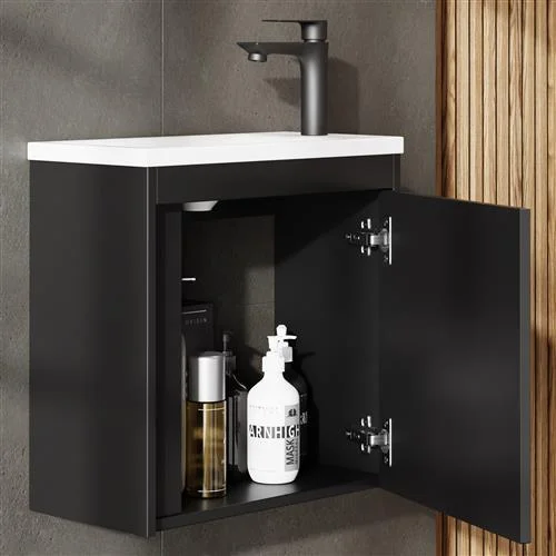 Mueble de lavabo con lavabo de 50 cm, negro mate