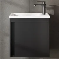 Mueble de lavabo con lavabo de 50 cm, negro mate