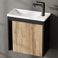 Waschtisch inkl. Waschbecken schwarz matt / wotan eiche 50cm