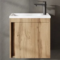 Meuble-lavabo avec vasque Wotan en chêne, 50 cm