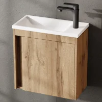 Meuble-lavabo avec vasque Wotan en chêne, 50 cm