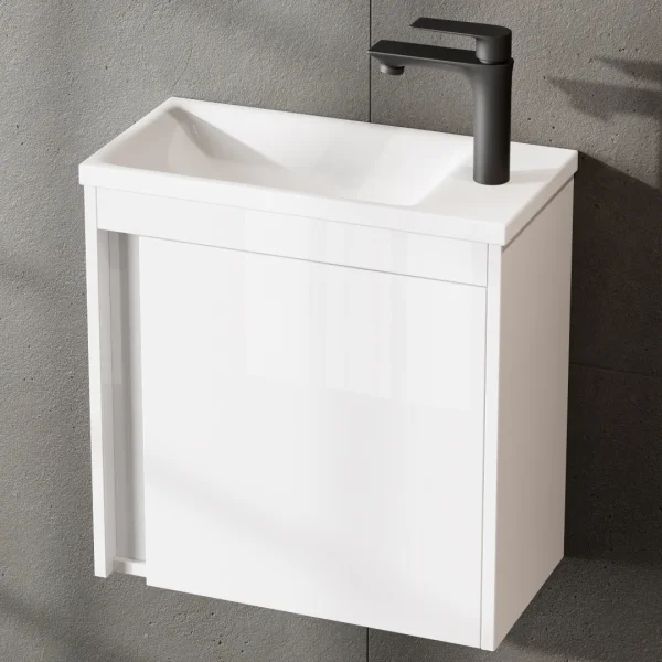 Waschtisch inkl. Waschbecken weiß hochglanz 50 cm