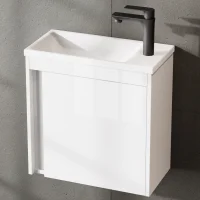 Mueble de lavabo con lavabo incluido, blanco brillante,...
