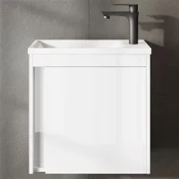 Mueble de lavabo con lavabo incluido, blanco brillante,...
