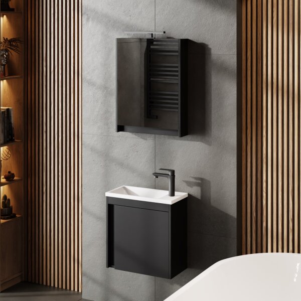 Bathroom furniture set with washbasin incl. washbasin and LED mirror cabinet 50 cm, various colours colours