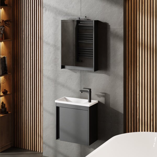 Bathroom furniture set with washbasin incl. washbasin and LED mirror cabinet 50 cm, various colours colours