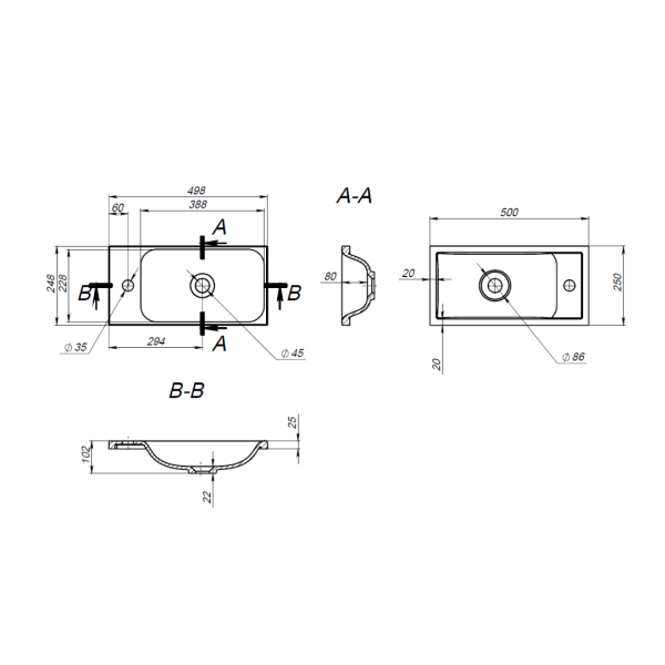 Badmöbel Set mit Waschtisch inkl. Waschbecken und LED-Spiegelschrank Schwarz matt 50 cm