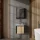 Ensemble de meubles de salle de bains avec meuble-lavabo, lavabo et armoire de toilette à éclairage LED, noir mat / chêne Wotan, 50 cm