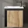 Ensemble de meubles de salle de bains avec meuble-lavabo, lavabo et armoire de toilette à éclairage LED, noir mat / chêne Wotan, 50 cm