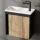 Ensemble de meubles de salle de bains avec meuble-lavabo, lavabo et armoire de toilette à éclairage LED, noir mat / chêne Wotan, 50 cm