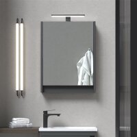 Badmöbel Set 50cm Waschtischunterschrank mit Spiegelschrank Grau matt / Wotan Eiche