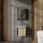 Bathroom furniture set with vanity unit, including sink and LED mirror cabinet, Matte Gray / Wotan Oak, 50 cm