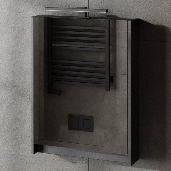 Badmöbel Set mit Waschtisch inkl. Waschbecken und LED-Spiegelschrank Grau matt 50 cm