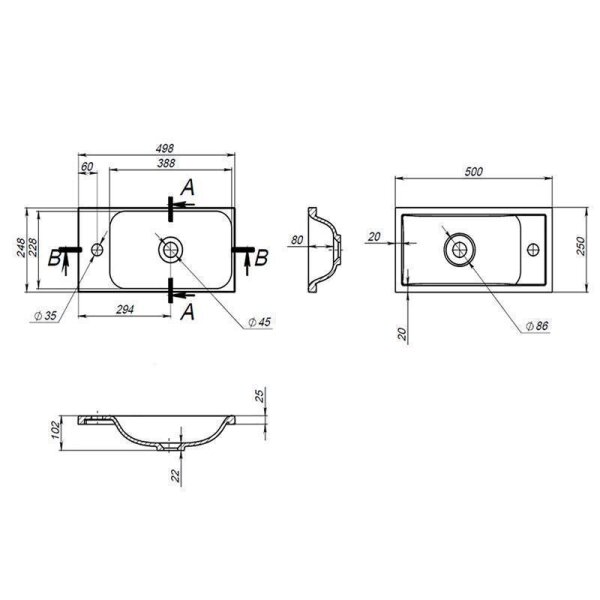 Badmöbel Set mit Waschtisch inkl. Waschbecken und LED-Spiegelschrank Grau matt 50 cm