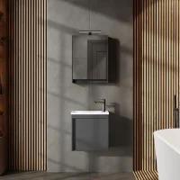 Bathroom furniture set with vanity unit, including sink...