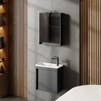 Bathroom furniture set with vanity unit, including sink...