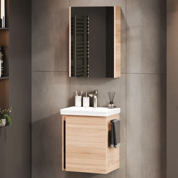 Badmöbel-Set mit Spiegelschrank 50cm (Sonoma Eiche)