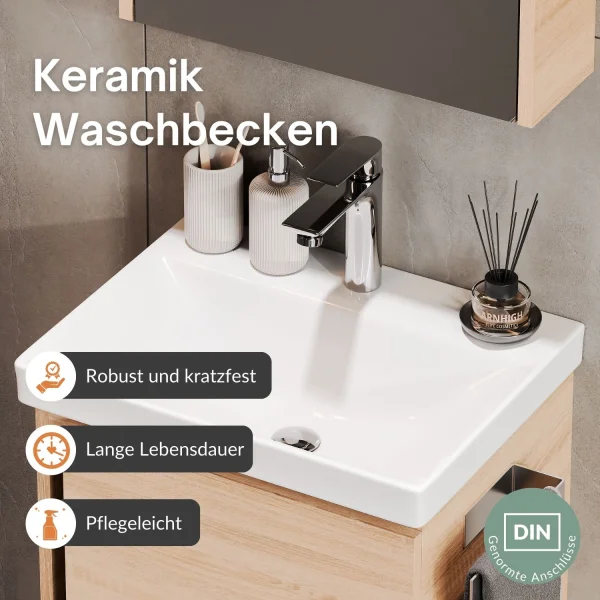 Badmöbel-Set mit Spiegelschrank 50cm (Sonoma Eiche)