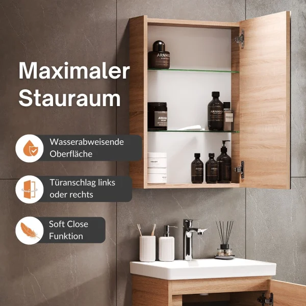 Badmöbel-Set mit Spiegelschrank 50cm (Sonoma Eiche)