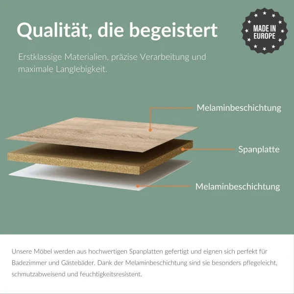 Badmöbel-Set mit Spiegelschrank 50cm (Sonoma Eiche)