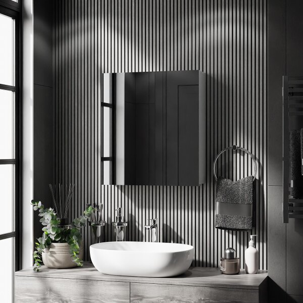 Spiegelschrank Merkur ohne Leuchte - weißgrau, 60 cm