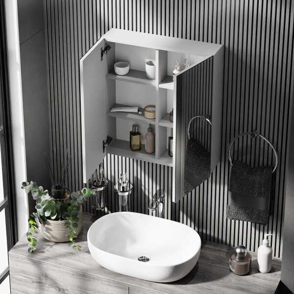 Spiegelschrank Merkur ohne Leuchte - weißgrau, 60 cm