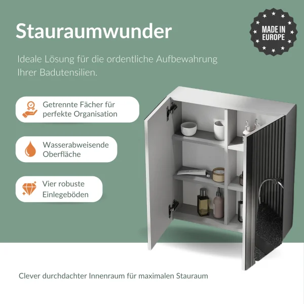 Spiegelschrank Merkur ohne Leuchte - weißgrau, 60 cm