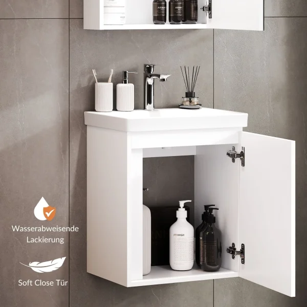Badmöbel-Set mit Spiegelschrank 50cm (Weiß)