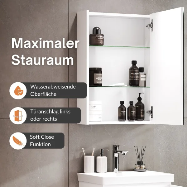 Badmöbel-Set mit Spiegelschrank 50cm (Weiß)