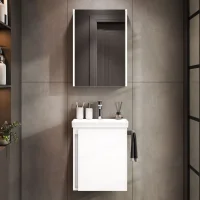 Bathroom Furniture Set with 50-cm Mirror Cabinet (White)