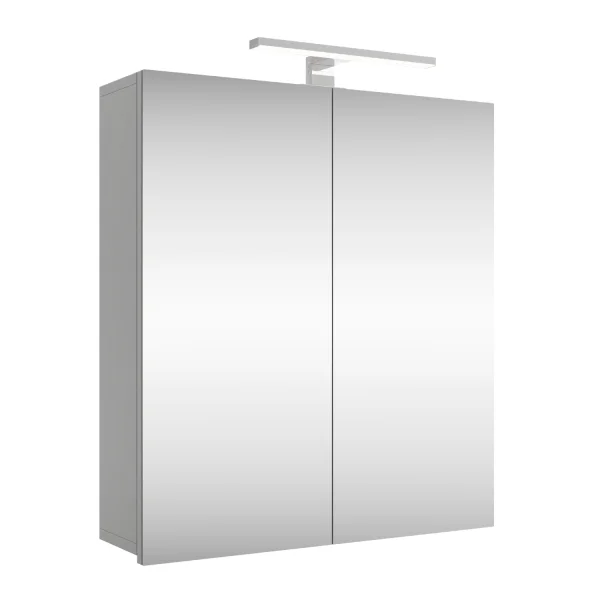 Spiegelschrank Merkur, weißgrau, 60 cm, mit LED-Leuchte in chrom