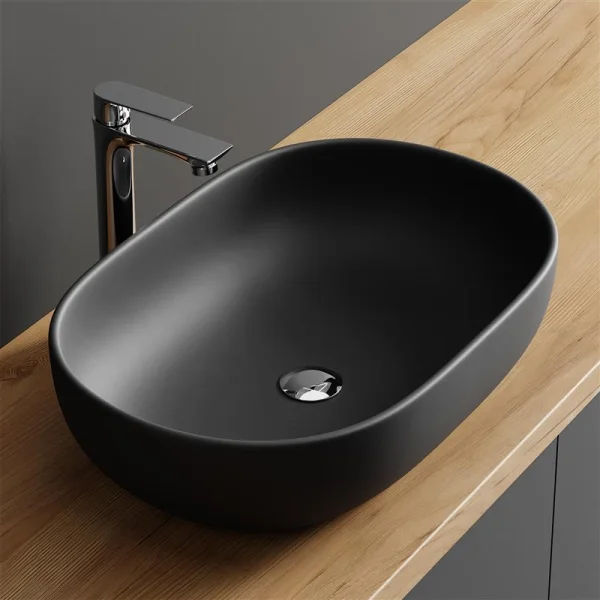 Aufsatzwaschbecken 60 cm schwarz matt
