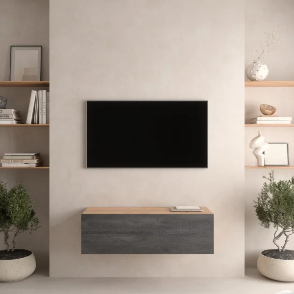 TV Board WEST Gold Oak / Charcoal Black 100 cm