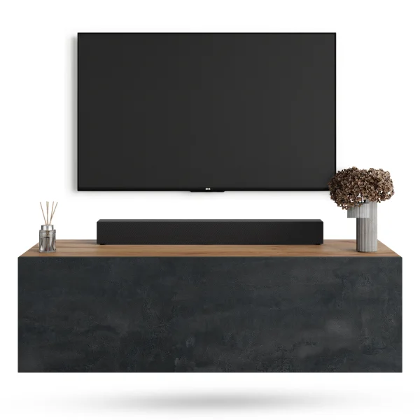 TV Board WEST Gold Oak / Charcoal Black 100 cm