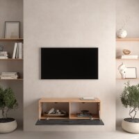 TV Board WEST Gold Eiche / Schwarz Charcoal 100 cm