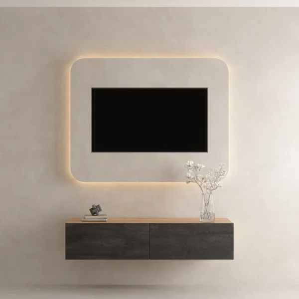 Mueble para televisión WEST en roble dorado / negro carbón, 140 cm